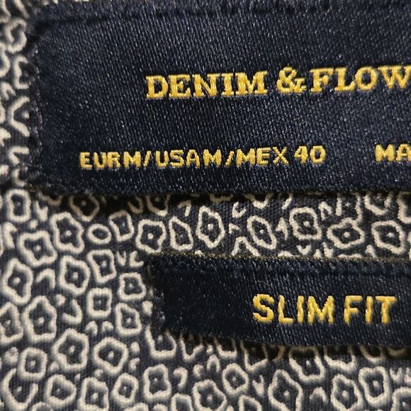 Denim & Flower Zebra Shirt Men M Slim Fit Button Down Short Sleeve Black - Picture 15 of 15